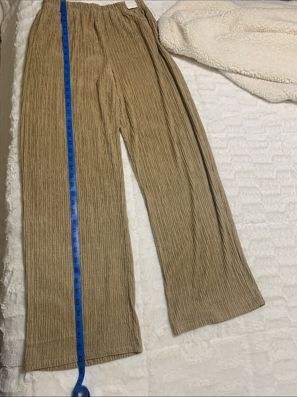 Ribbed Wide-Leg Knit Pants in Camel Neutral - Picture 8 of 10